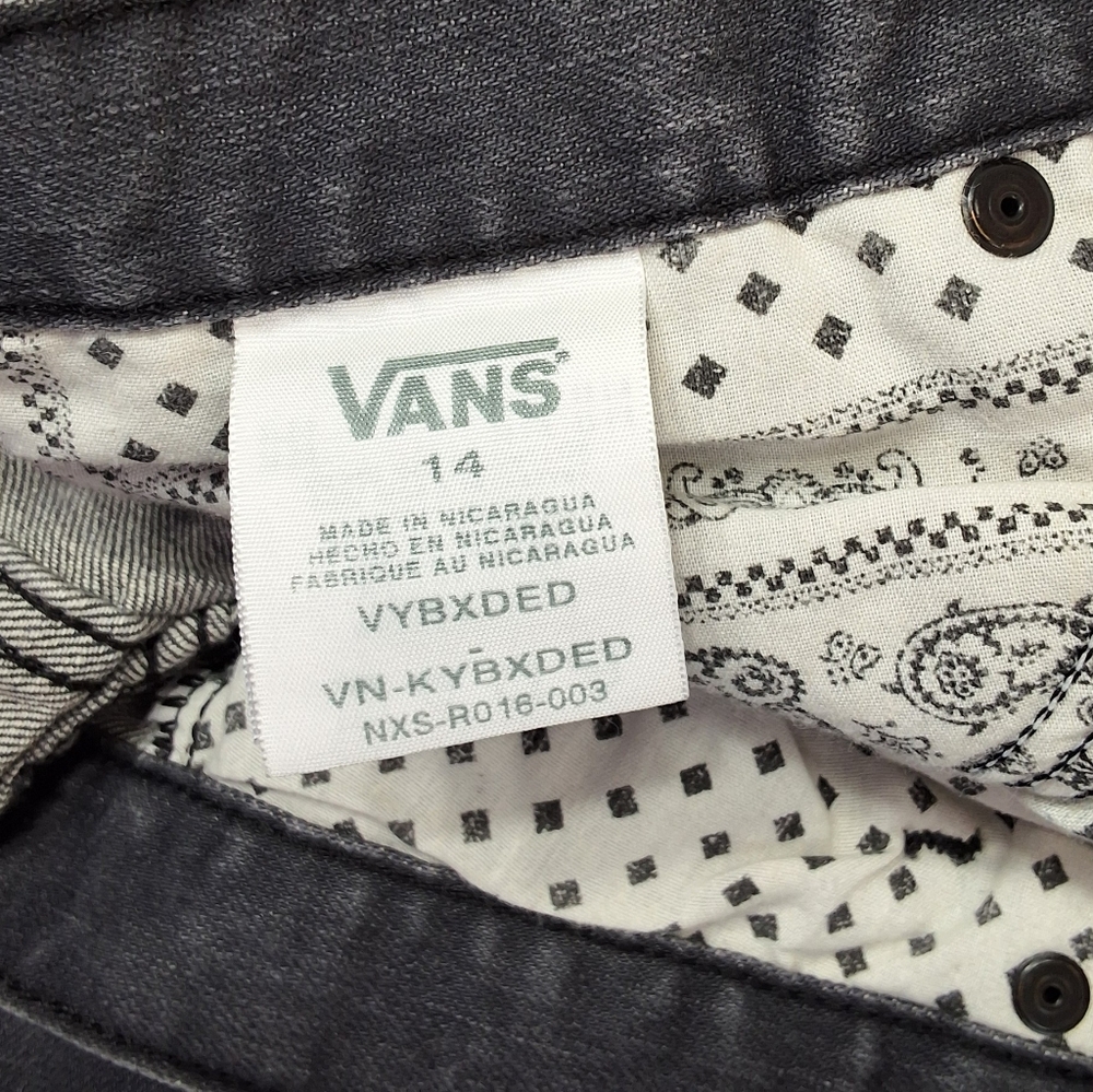 VANS Boys off the wall gray denim Jeans size 14 - Picture 6 of 7
